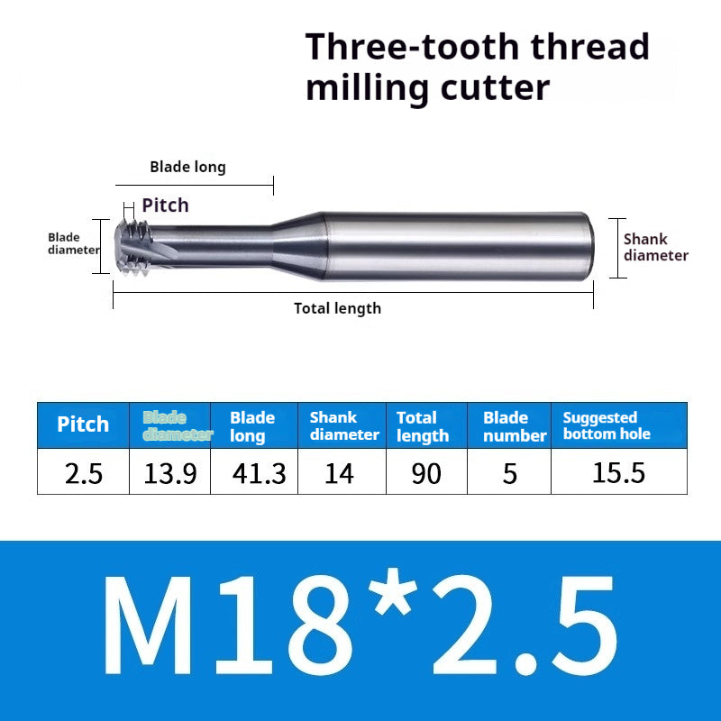 2034-65° three-tooth thread milling cutter, tungsten steel alloy end mill, tooth milling cutter, three-edged coating, M2M3M4M6 CNC cutter Shandong Denso Pricision Tools Co.,Ltd.